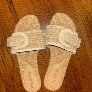 Steve Madden Beige Woven Slide Sandals